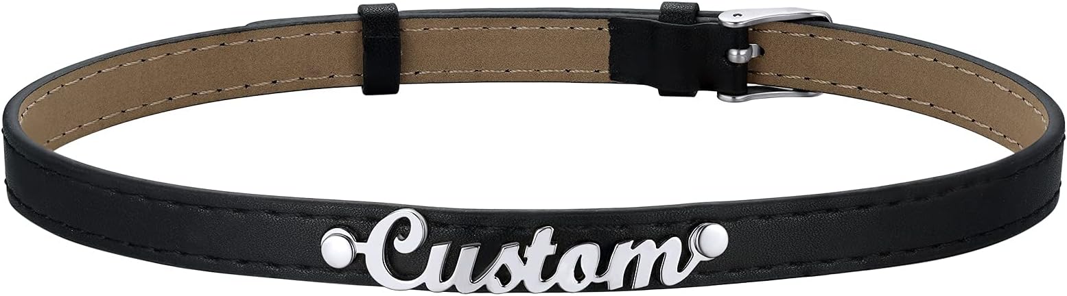 GOLDCHIC JEWELRYPersonalised Name Leather Choker for Women, Puddin Necklace Punk Rock Gothic Custom Letters Black Collar Necklaces Cosplay Jewellery