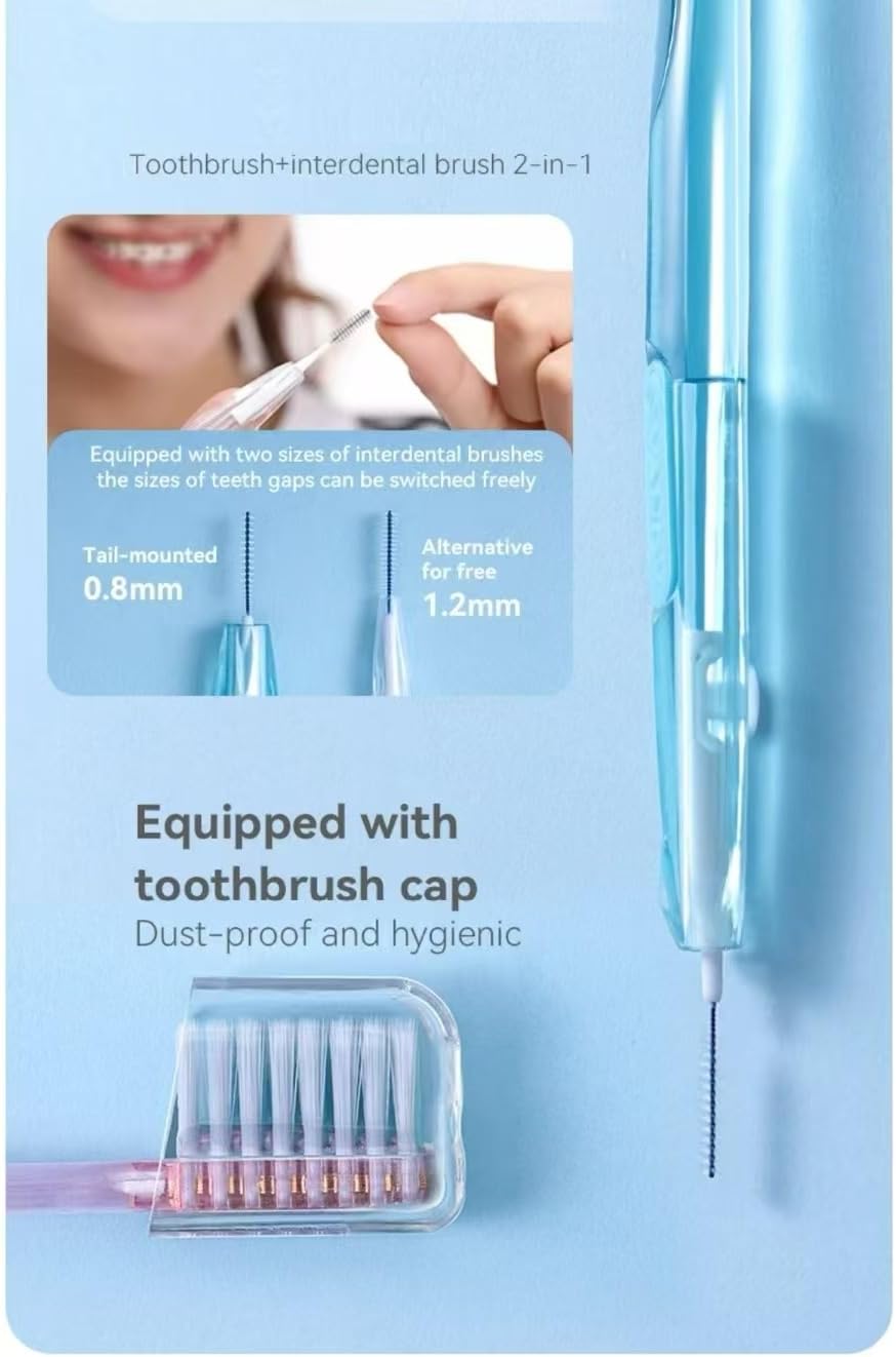 YANDY Concave Orthodontic Toothbrush for Braces Brackets, Pack of 3,Tail Self-Contained Interdental Brush, Soft Bristles