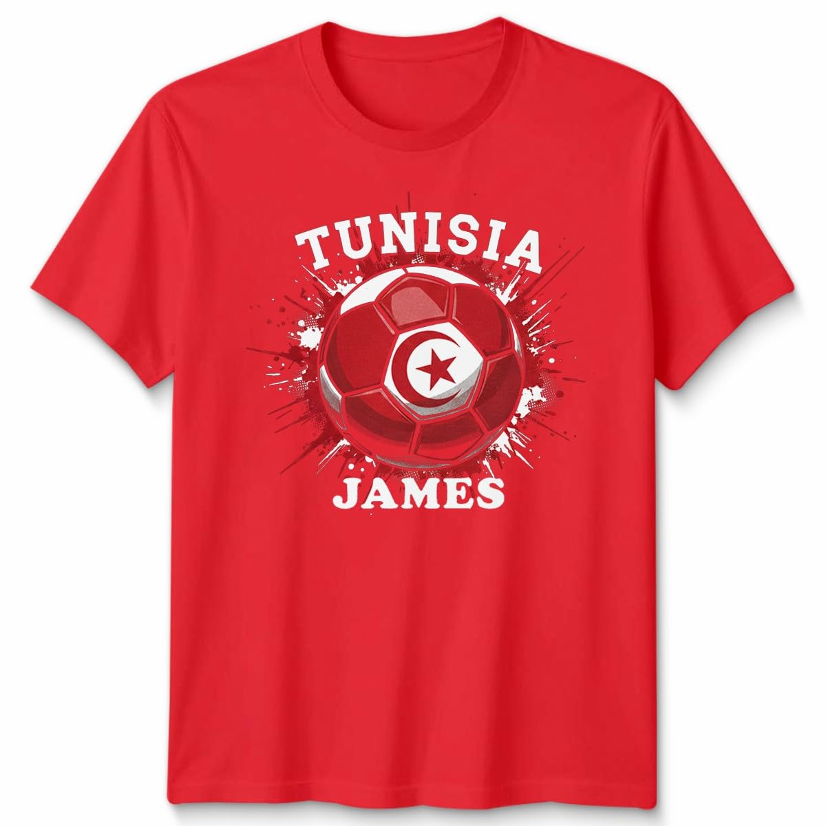Personalised Tunisia Football Sports Unisex Tshirt Tee Gift Unisex XL Red