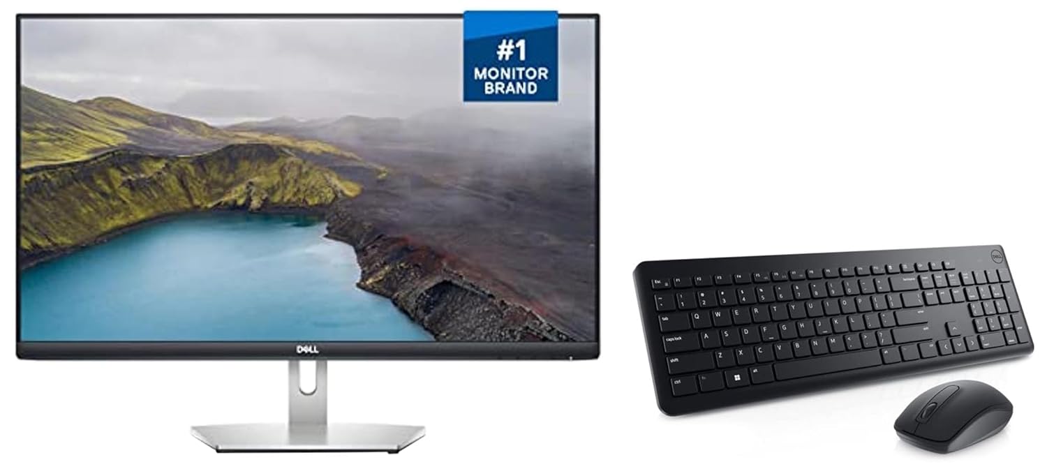 Dell 27" (68.96 cm) FHD Monitor 5 Yrs Warranty & USB Wireless Keyboard and Mouse Set KM3322W