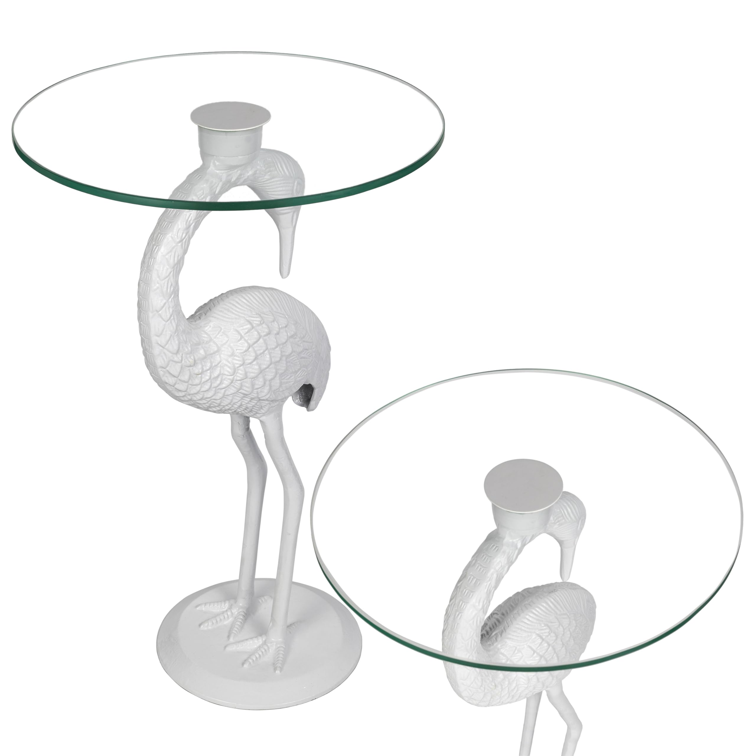 JONATHAN Y END1006C Blanche 25" Classic Mid-Century Glass Top Flamingo End Table for Living Room, Bedroom, Office, Bathroom, White