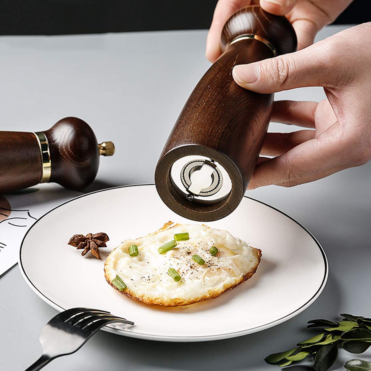 RWRAPS Macina Sale e Pepe Set macina Sale e Pepe Shaker in Legno a Spessore Regolabile con Nucleo in Acciaio Inossidabile - Confezione da ()