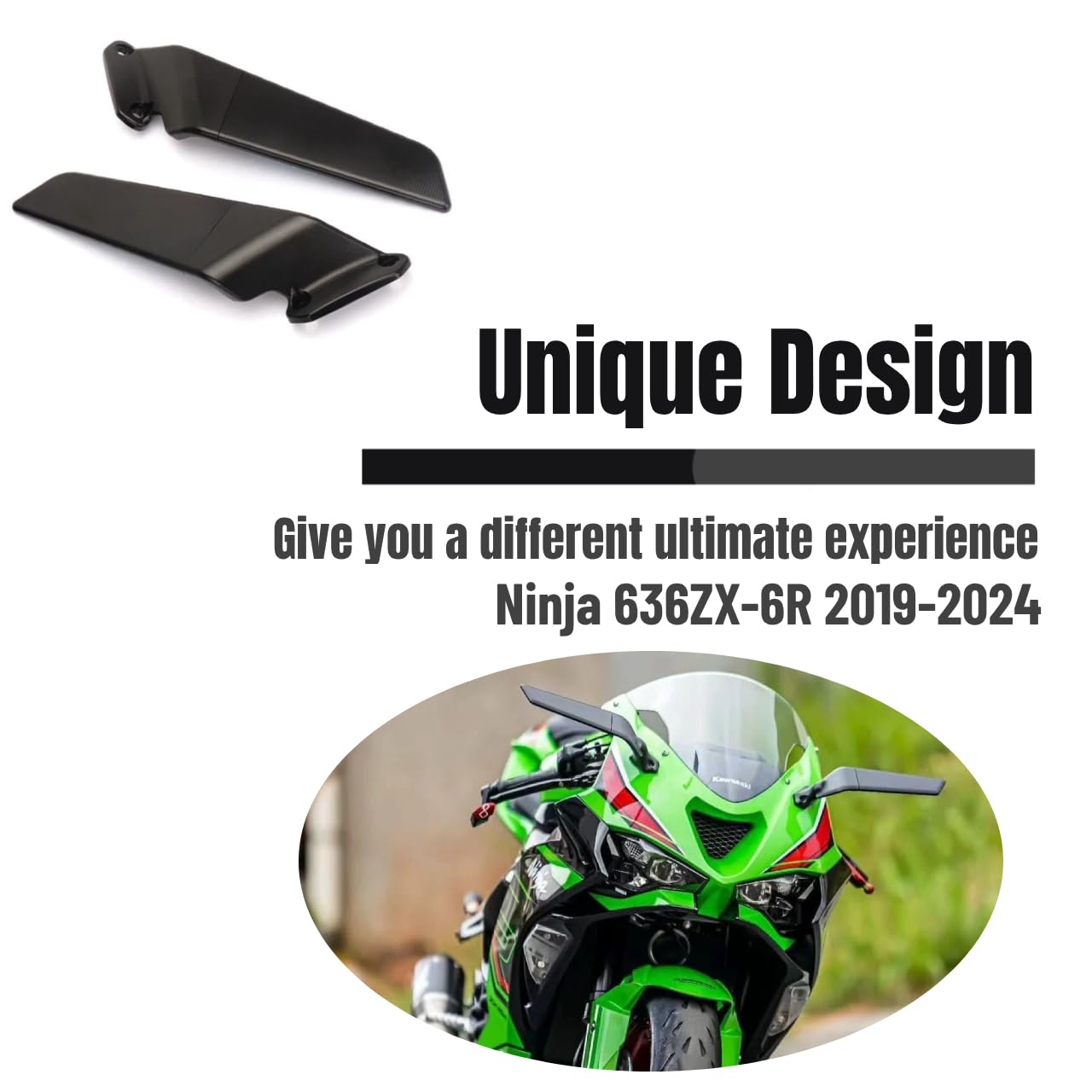 Adatto per Kawasaki Ninja 636 ZX-6R (2019-2025) Specchietti Retrovisori Moto Specchietti Laterali Girevoli, Specchietti Moto Manubrio Front