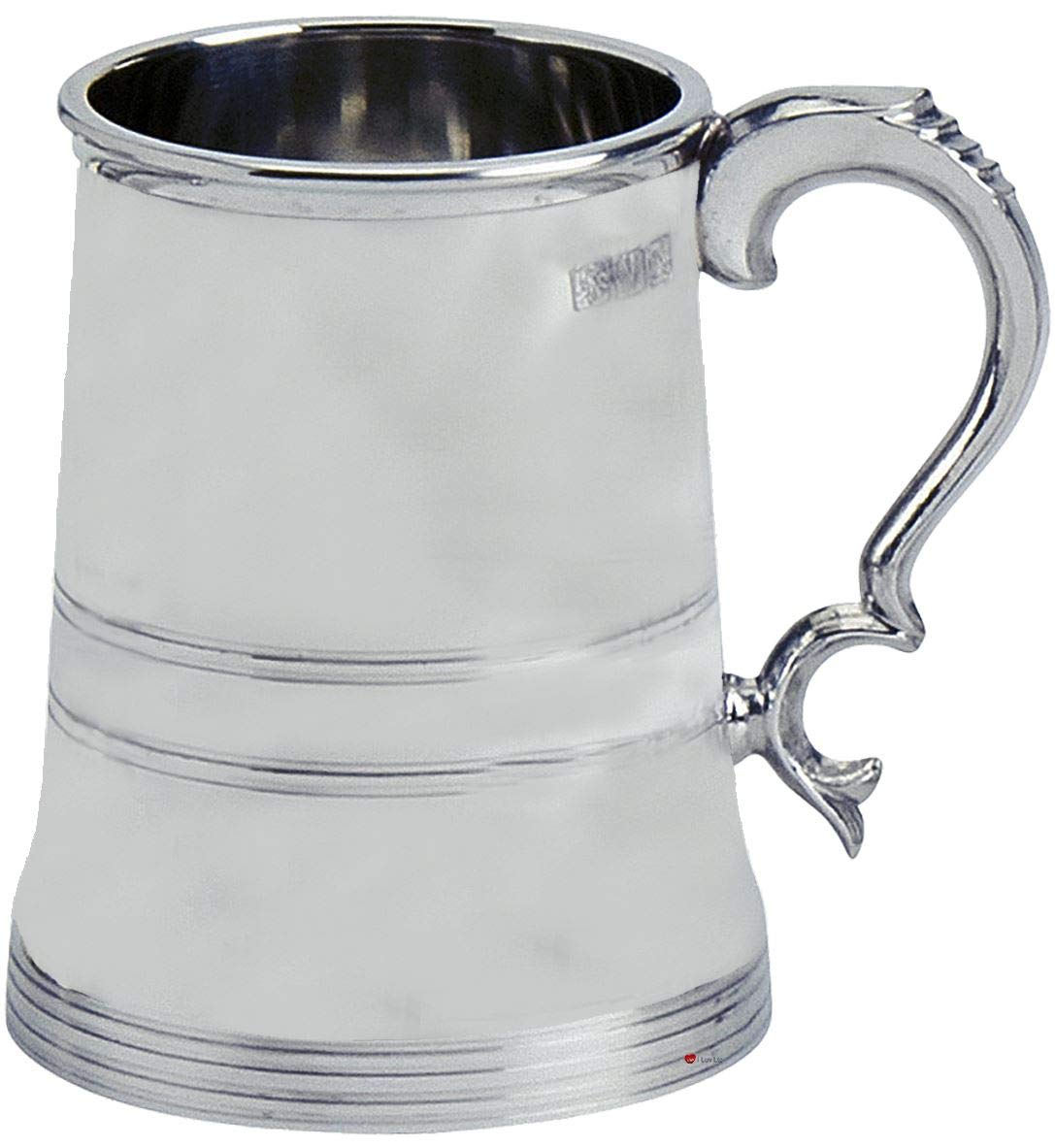 Pewter Tankard Kings de 1pt con doble banda y acabado liso de alta artesania