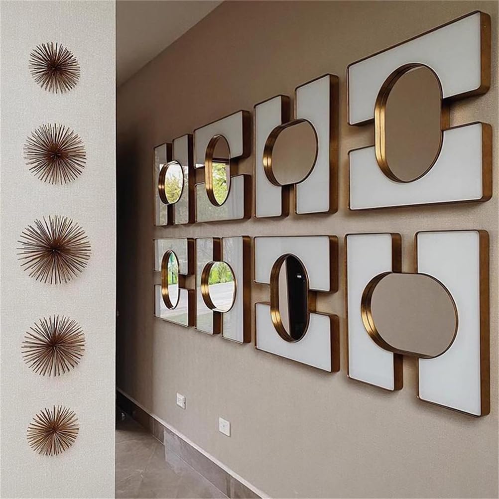 Zestaw metalowych luster naściennych, 61 cm, nowoczesna, antykorozyjna, żelazna, artystyczna dekoracja do domu, salonu, korytarza, hotelu, 4 szt., stylowe lustra dekoracyjne