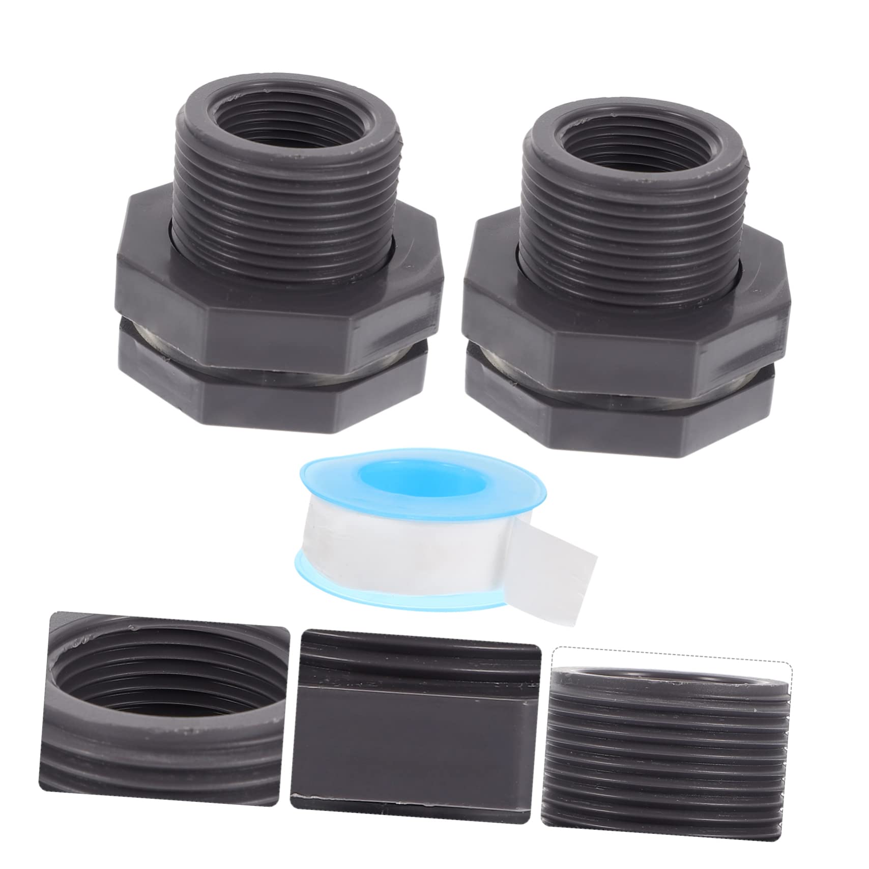 YARNOW Rain Barrel Bulkhead Fitting Set 3/4 Inch Water Tank Connector Seal Tape PVC for Outdoor Use