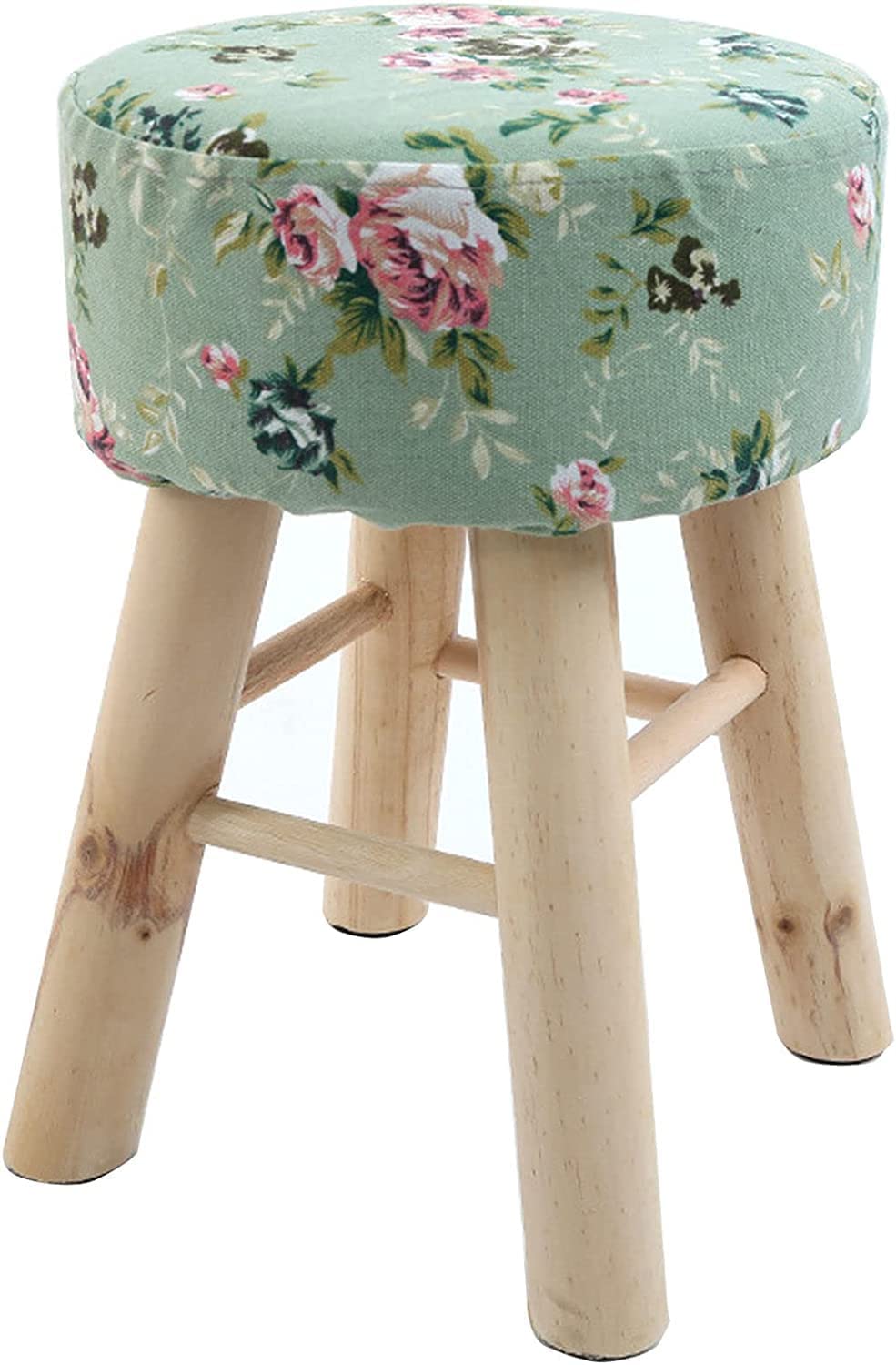 Repose-pieds modernes en bois et poufs hauts rembourrés à motif floral pivoine