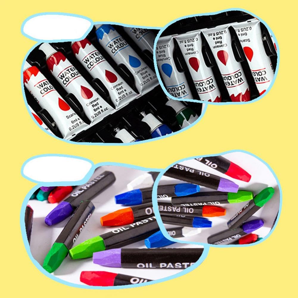 Etui na artykuły artystyczne, 145 sztuk, rękodzieło, malarstwo, kolorowanie, rysunek z podkładką do szkicowania, Deluxe, przenośne warstwy, aluminiowe pudełko prezentowe w stylu wężowej skóry dla