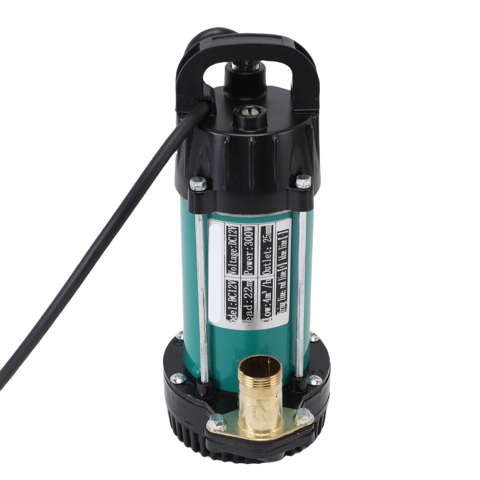Annadue Bomba Sumergible 300W, Elevación 22m, Caudal 4m³/h, Acero (DC12V)