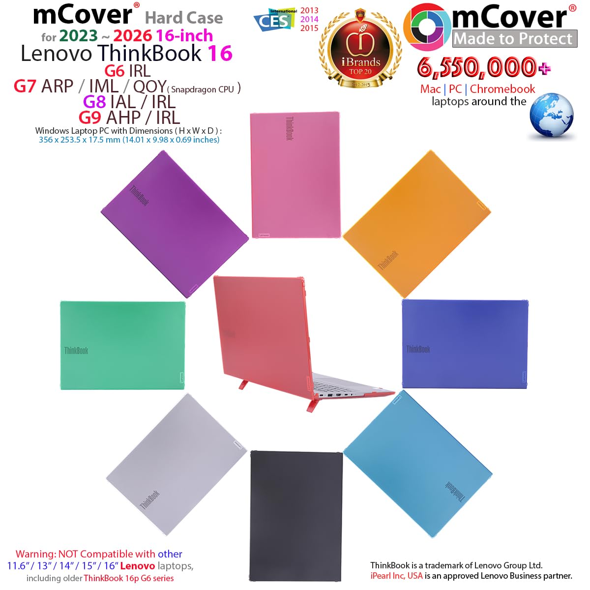 mCover Funda solo compatible con Lenovo ThinkBook 16 G6 / G7 / G8 / G9 Series 2023-2026 de 16 pulgadas (no es compatible con ningún otro modelo Lenovo), color negro