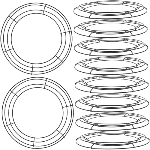 Garneck 10pcs Round Iron Wreath for Crafts Metal Flower Wreath