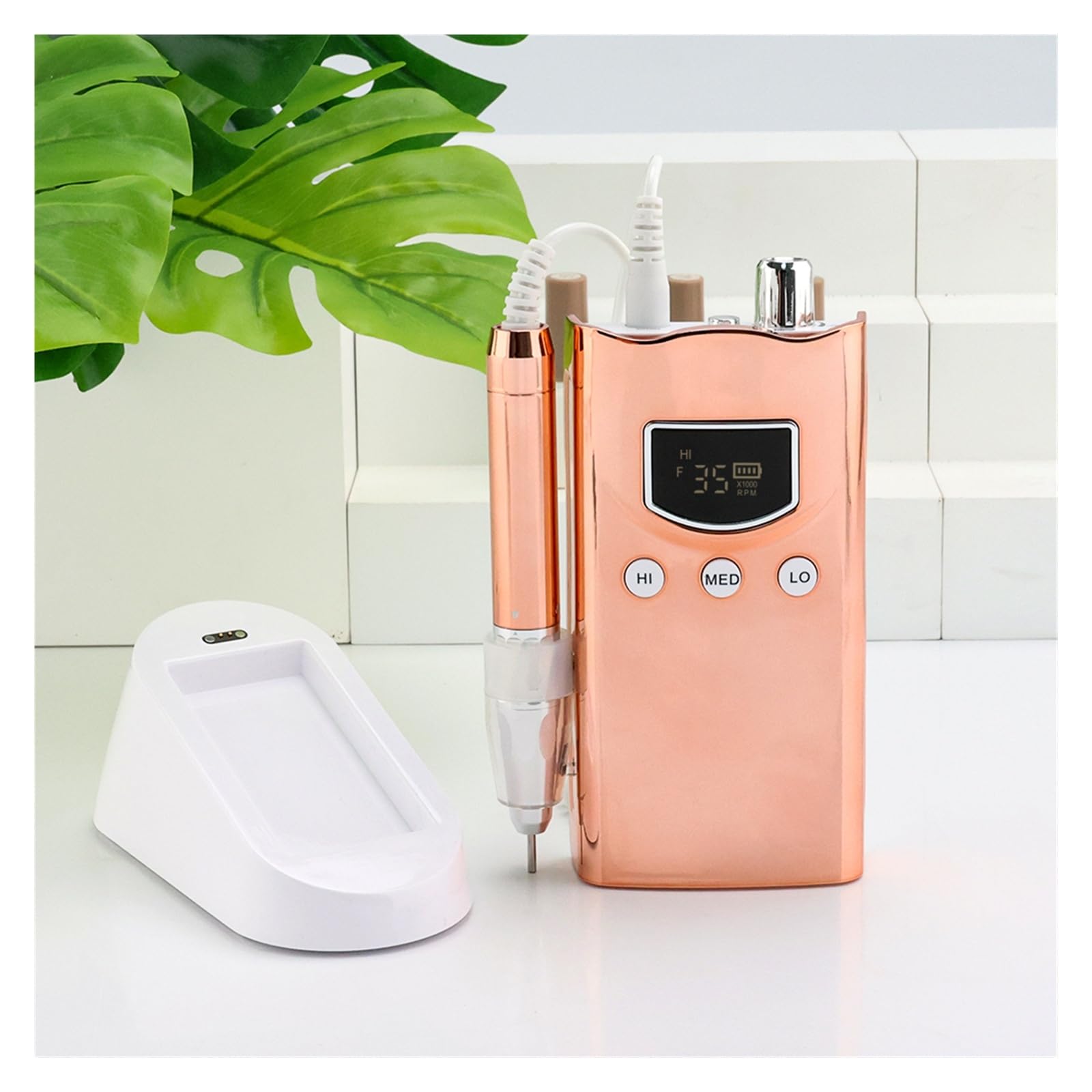 Trapano per unghie, Trapano for unghie elettrico senza fili da 85 W spazzole, 35.000 giri/min, ricaricabile, manicure intelligente(Pink)