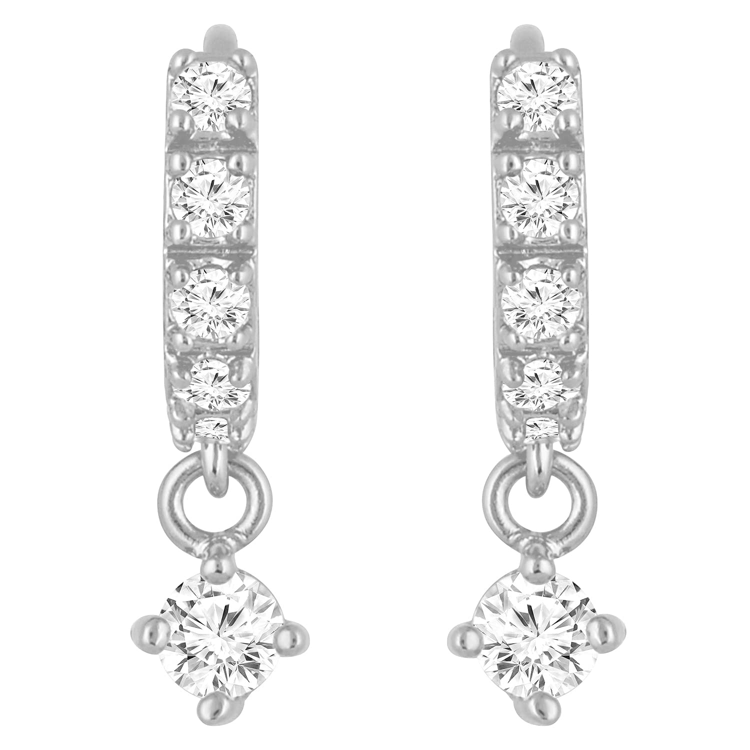 Peora Rose Gold Plated Cubic Zirconia Studded Hoop Earrings Stylish Fancy for Daily/Office/Work Jewellery for Girls and Women (B0CHK32ZST) Amazon Price History, Amazon Price Tracker
