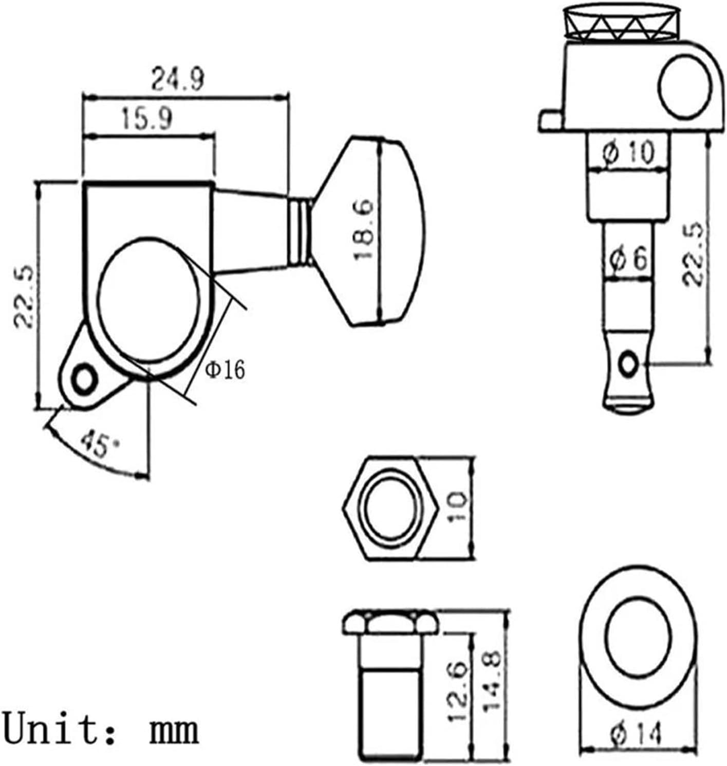 Elektrische Gitarre Locking Tuner Mechanik 6 Stück Stimmwirbel Set Chrom Metalllegierung for akustische E-Gitarren(6L)