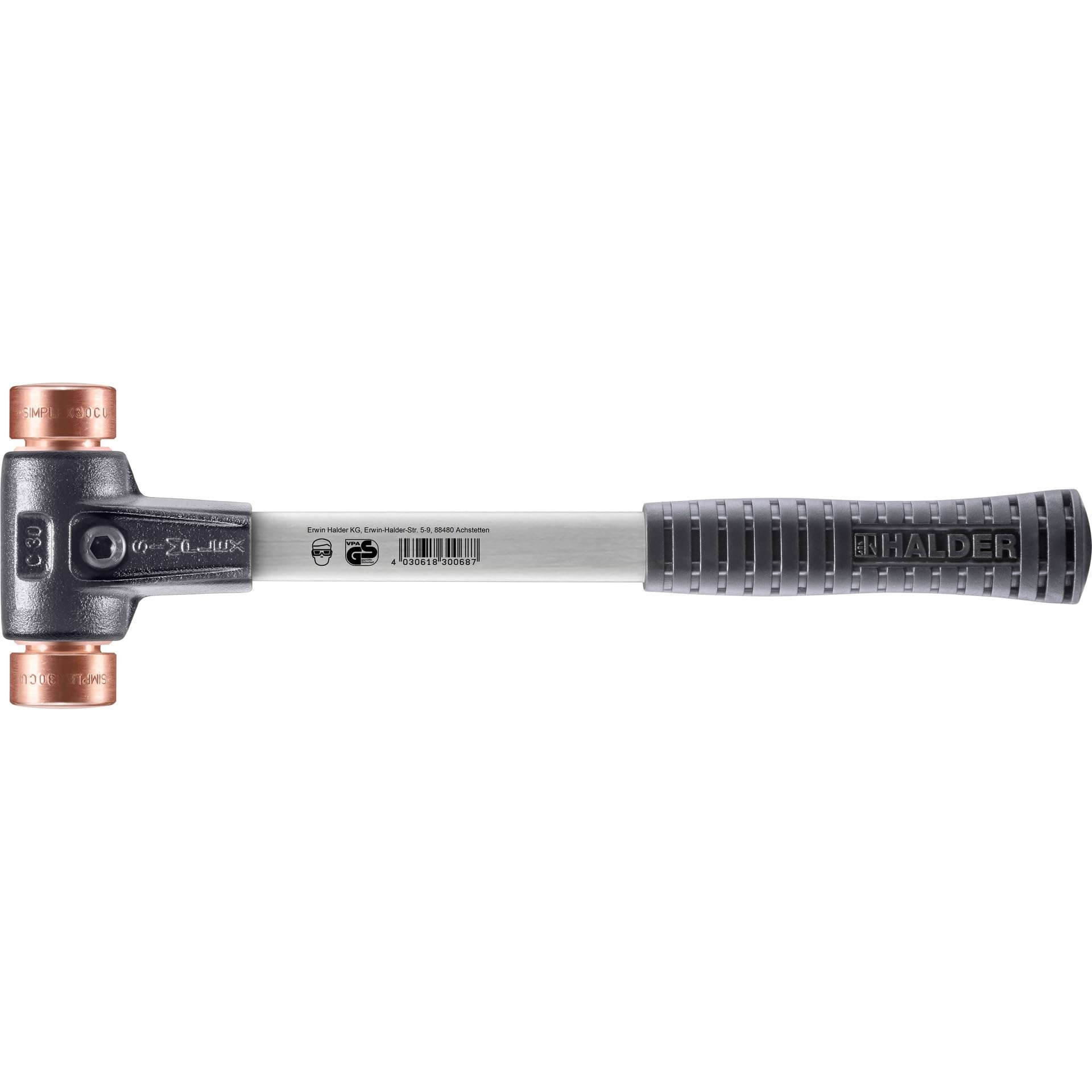 Halder Black Simplex Soft Face Mallet Cast Steel Housing Fibre Glass Handle Ha3704030