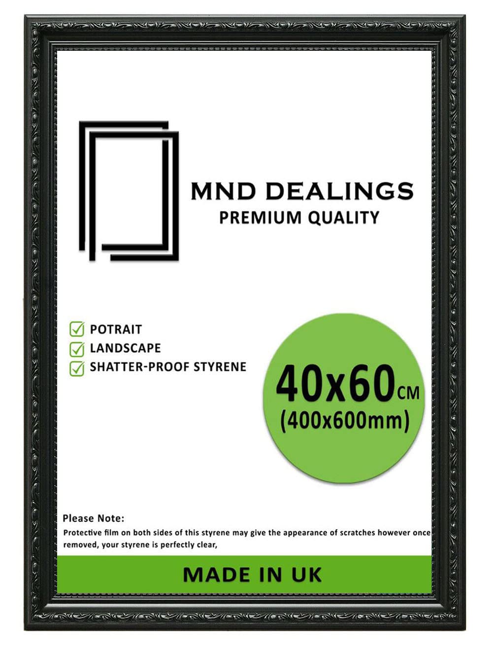 MND Dealings Antique Vintage Ornate Shabby Chic Black 40X60 CM (15.7X23.6) Poster Frame| Various Sizes Frame for Wall Gallery Art Photo Frames Display |For Gift Sleek Home Décor