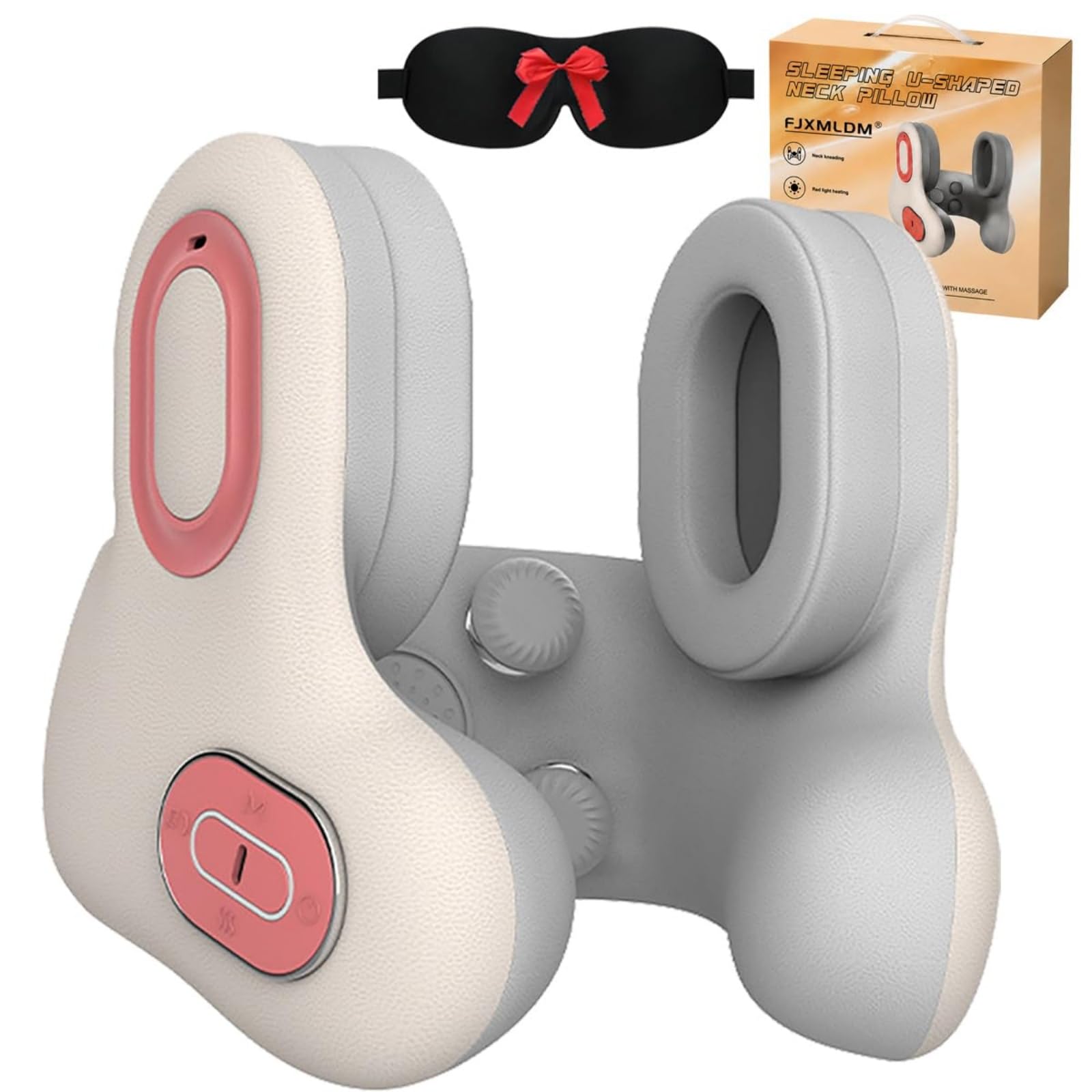 Cuscino da Viaggio Massaggiante Riscaldato 3 in 1, Cervicale U con Altoparlante Bluetooth, Massaggiatore Collo e Spalle con Calore per Aereo, Treno, Auto e Ufficio