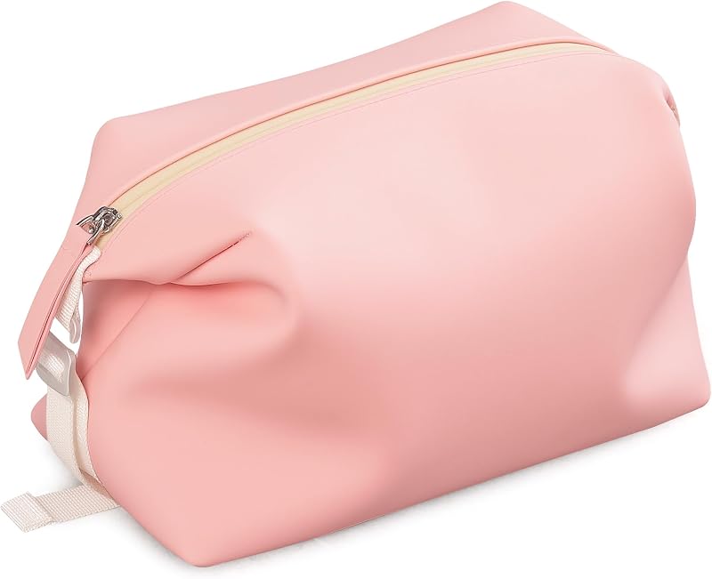 Necessaire de silicone Vomgomfom 3 L rosa com zíper e fivelas G ajustáveis, 1 unidade