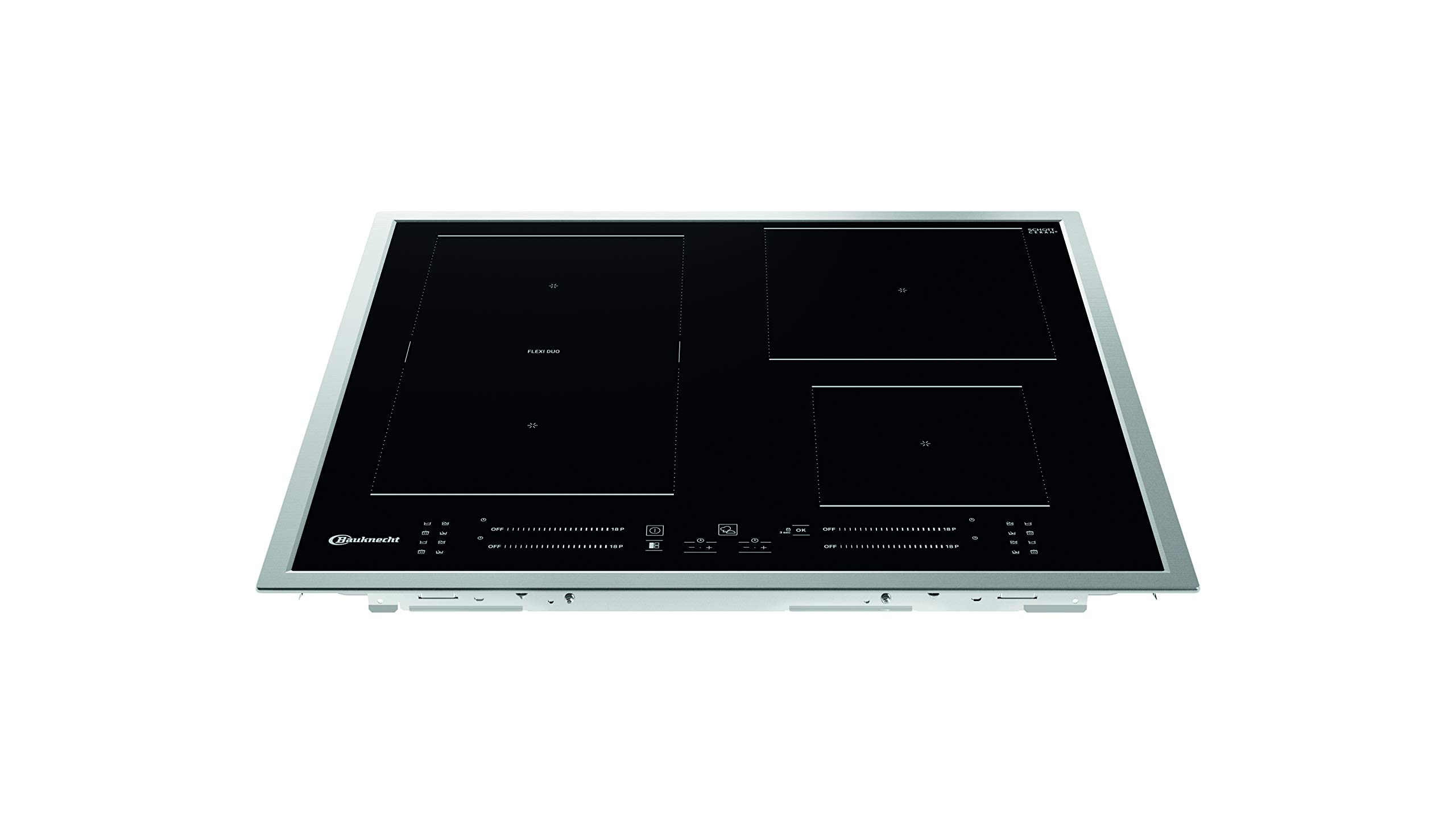 Bauknecht Plaque de cuisson à induction BS 7160C FT/Flexi Duo/Booster/Direct Access Touch Control/Indicateur de chaleur résiduelle/Cadre plat en acier inoxydable 50,7 x 67 x 54 cm