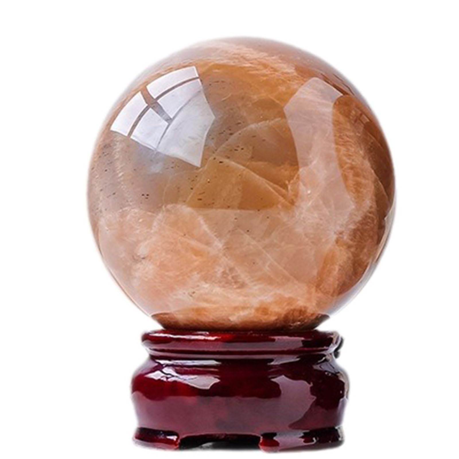 DECORN Natural Orange Moonstone Crystal Ball with Stand Healing Gemstone Sphere Gift for Reiki, Meditation, Witchcraft, Wicca, FengShui Home Decorative,55~60mm