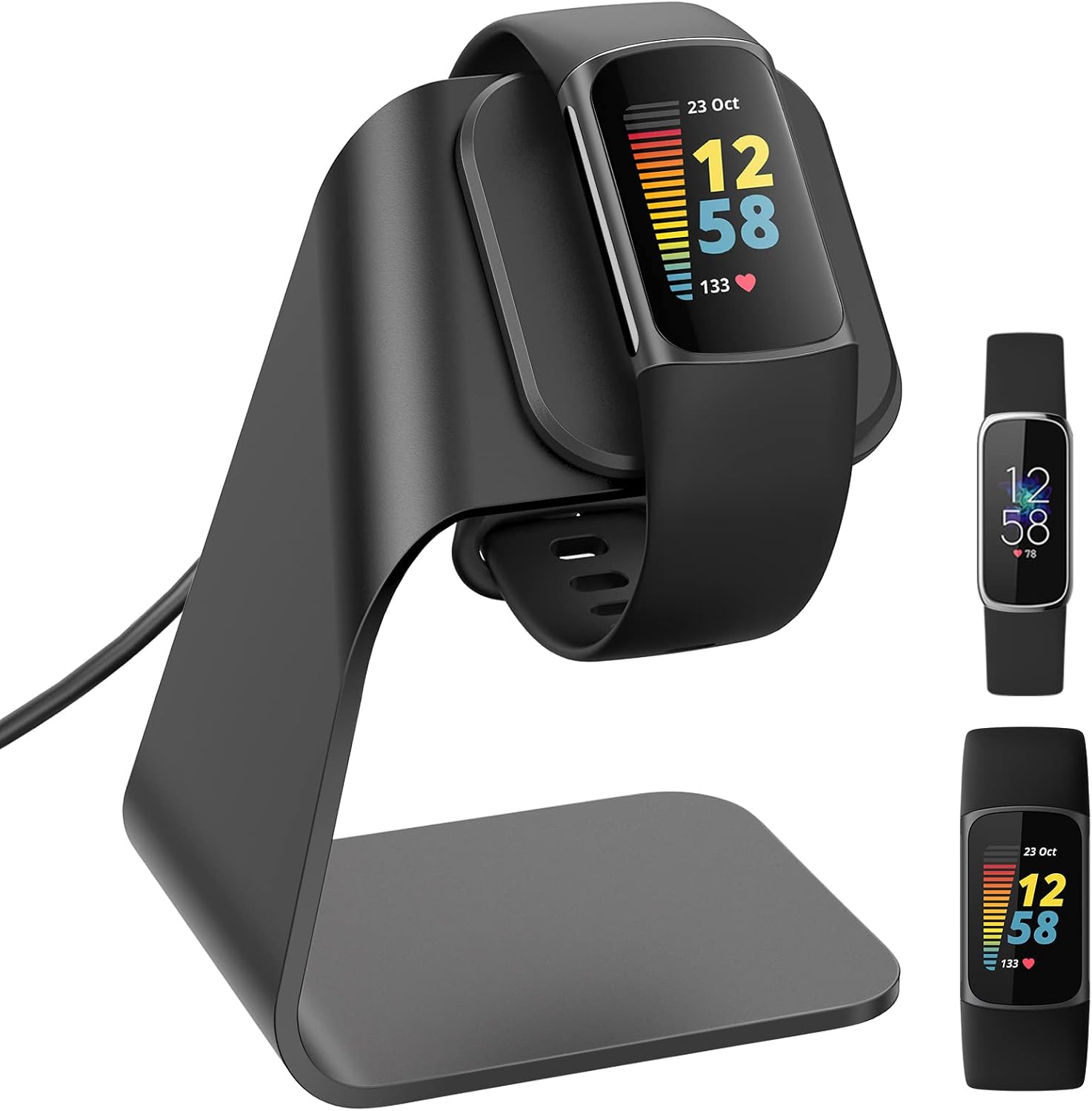 NANW Charger Dock Compatible with Fitbit Charge 5 / Luxe, Premium Aluminum Replacement Charging Stand Dock Station Base Accessories with 4.2ft USB Cable for Charge 5/Luxe Smartwatch