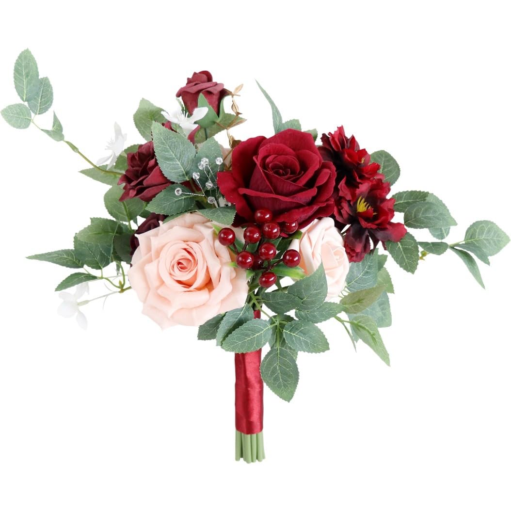 HUFFA Elegant Retro Bridal Bouquet - Artificial Flower Hand Bouquet for Weddings and Special Occasions