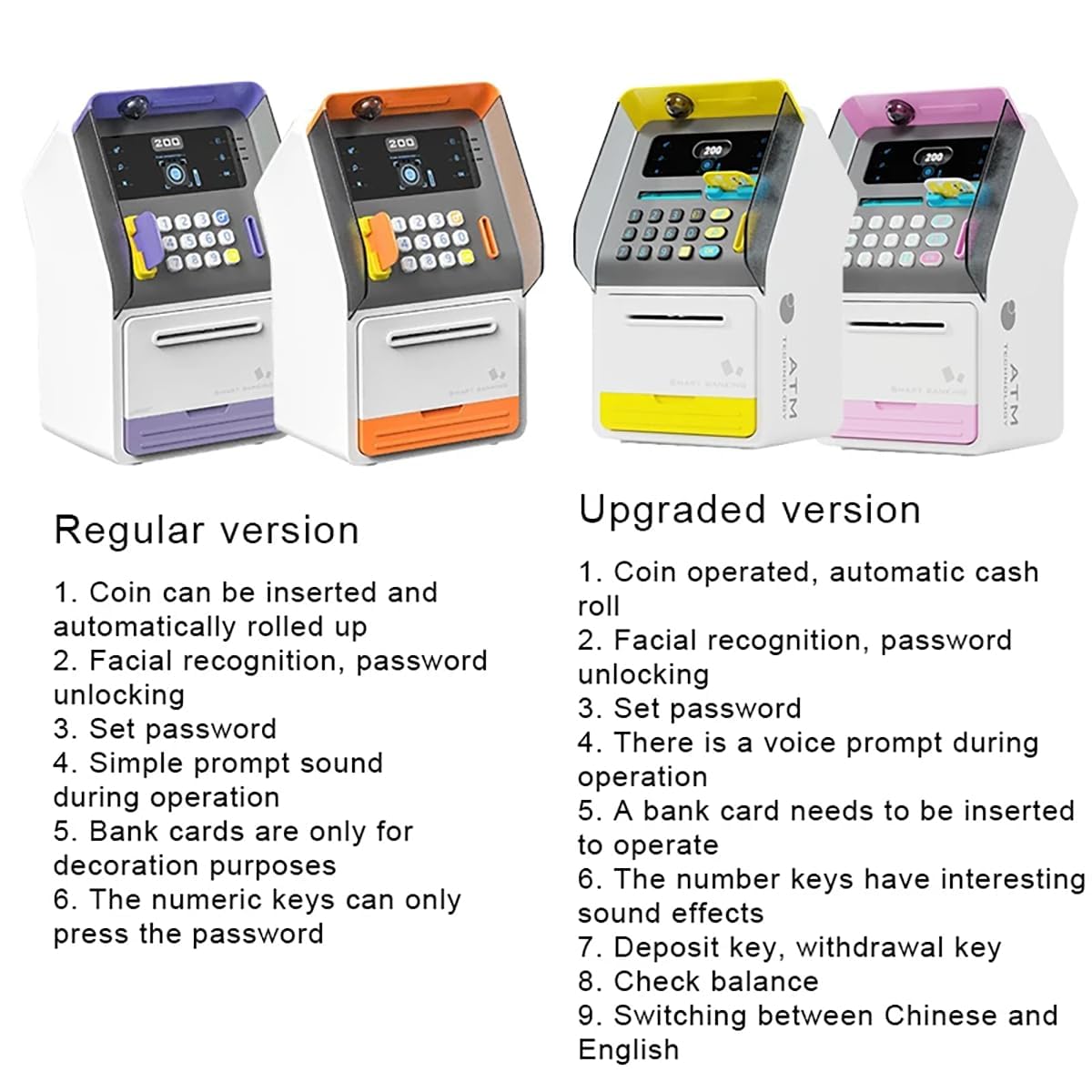 Magicwand FACE Recognition Musical Money Safe Kids Piggy Savings Bank with Personal ATM Card【Yellow】【Pack of 1】 — Amazon image 4