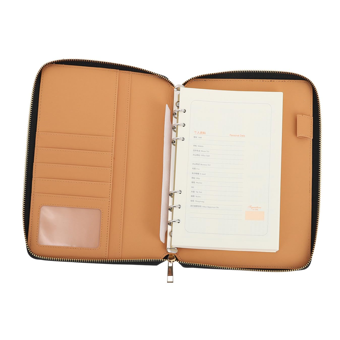 Blocco Note Aziendale A5 con Copertina in Pelle e Chiusura a Zip, Quaderno a Fogli Mobili per Ufficio e Pianificazione Quotidiana, Taccuino Portatile per Appunti e Agenda Business