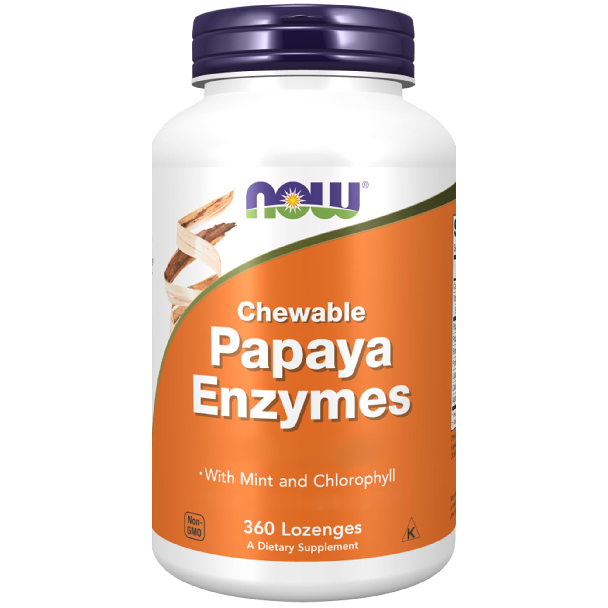 Now Foods, Chewable Papaya Enzyme, 180 glutenfreie Lutschtablettenn, 80mg Papaya, 20mg Protease & 2mg Lipase je Dosis, Sojafrei, GMO frei, Geschmacksneutral