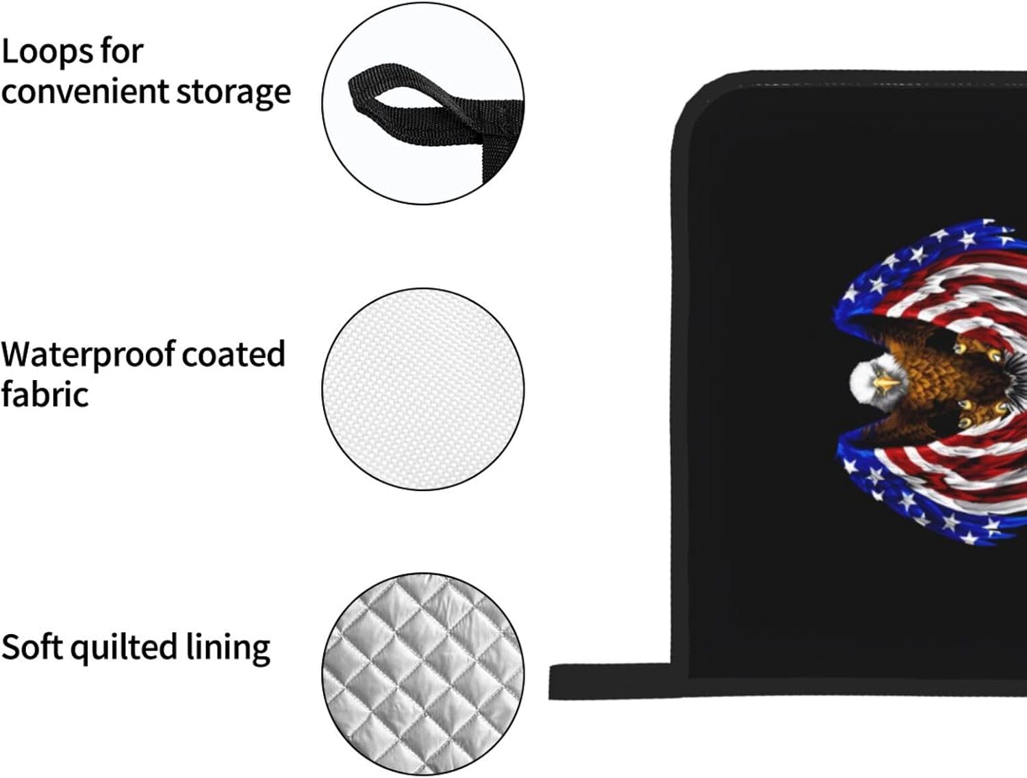 USA Flag Patriotic Eagle Oven gloves and heat-resistant mat 4-piece set. Suitable for grilling, microwave oven frying, and baking