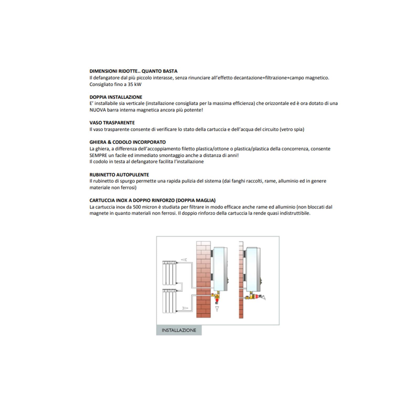 Filtro Defangatore Magnetico Salvaspazio Compact Evo per Caldaia