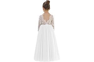 Elegant Peony Lace Back Flower Girl Dress
