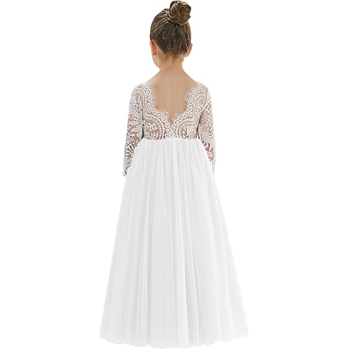 2Bunnies Girl Peony Lace Back A-Line Straight Tutu Tulle Party Flower Girl Dress
