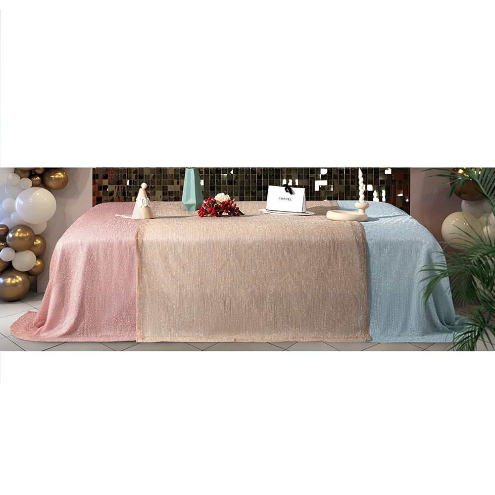 Tessuto elasticizzato in tulle rosa e oro, largo 145 cm, con paillettes lucide, 4,5 m, morbido tessuto di tulle scintillante, al metro per decorazioni per feste, spose, matrimoni, confezioni