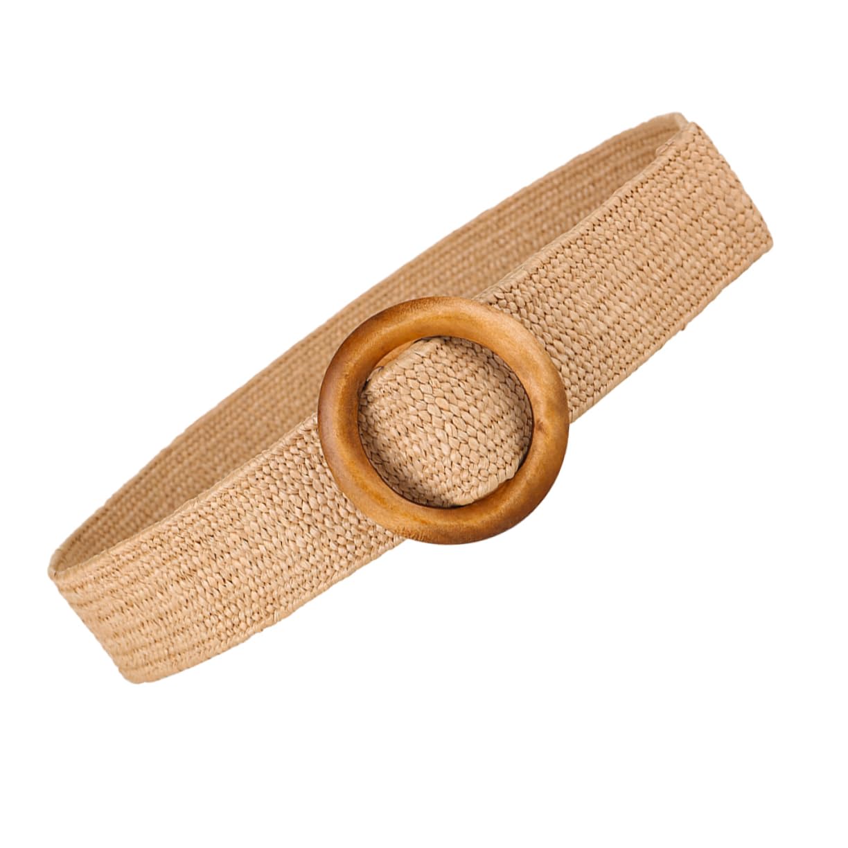 COLLBATH Natural Fiber Women's Straw Belt Woven Jeans Belt for Women Wooden Buckle for Office Daily