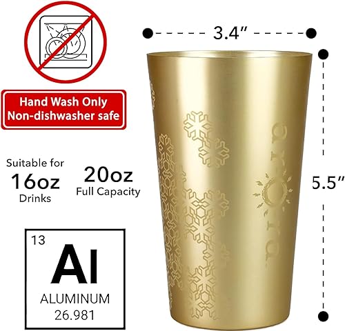 Miniatura 2 de Arora Vasos de aluminio para bebidas, vaso dorado de metal que cambia de color, taza de aluminio de 20 onzas, juego de 6