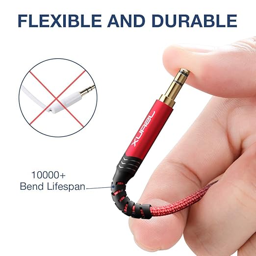Cable AUX 3.5mm JSAUX 2 Pack 1.2m Nylon Trenzado Rojo miniatura 2