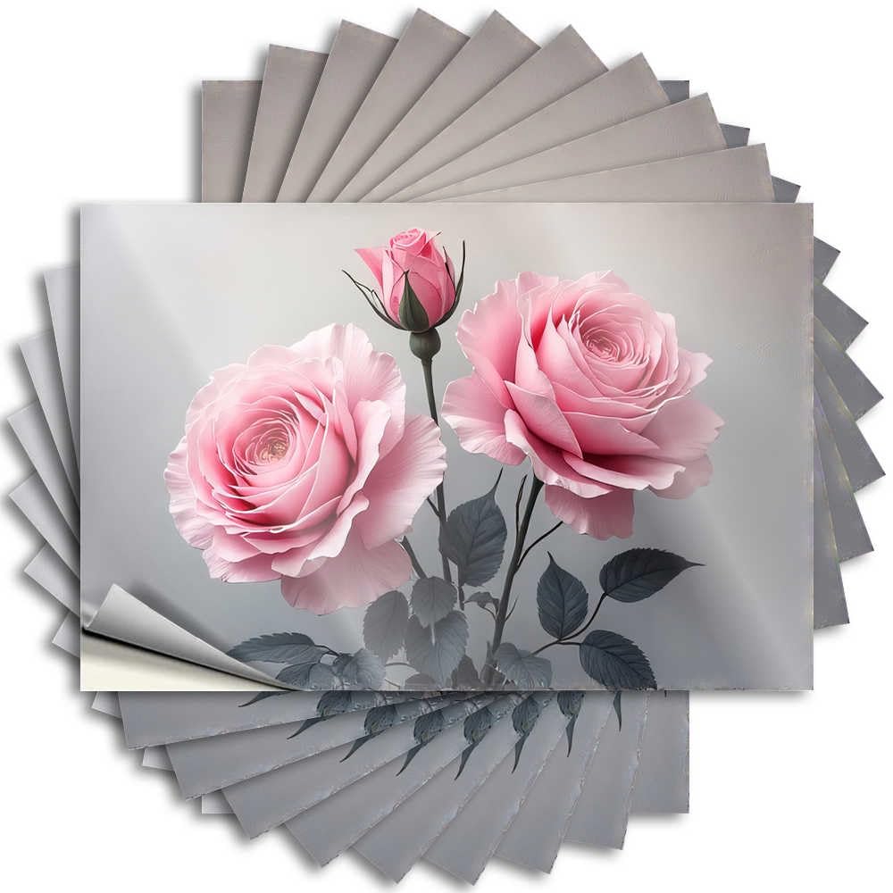 Three Pink Roses in Bloom Garage Funky - Outside Fall Decor Sticker Self Adhesive Sticker(8X12CM)