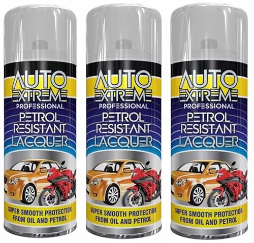 Elito Home & Garden Auto Aerosol Spray Paint for Restore Metal Car Bike Primer Matt Gloss Satin Lacquer 400ml (3 x Clear Petrol Resistant Lacquer 400ml)