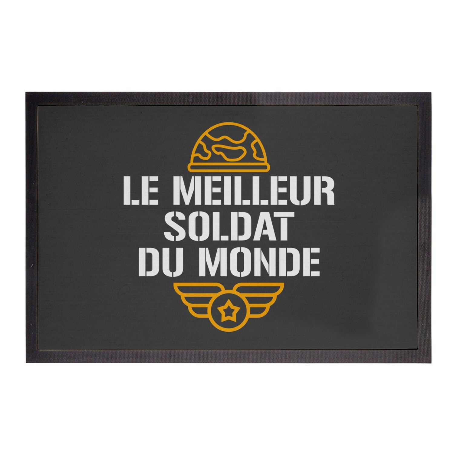 Paillasson noir armée de terre pour entrée maison de militaire
