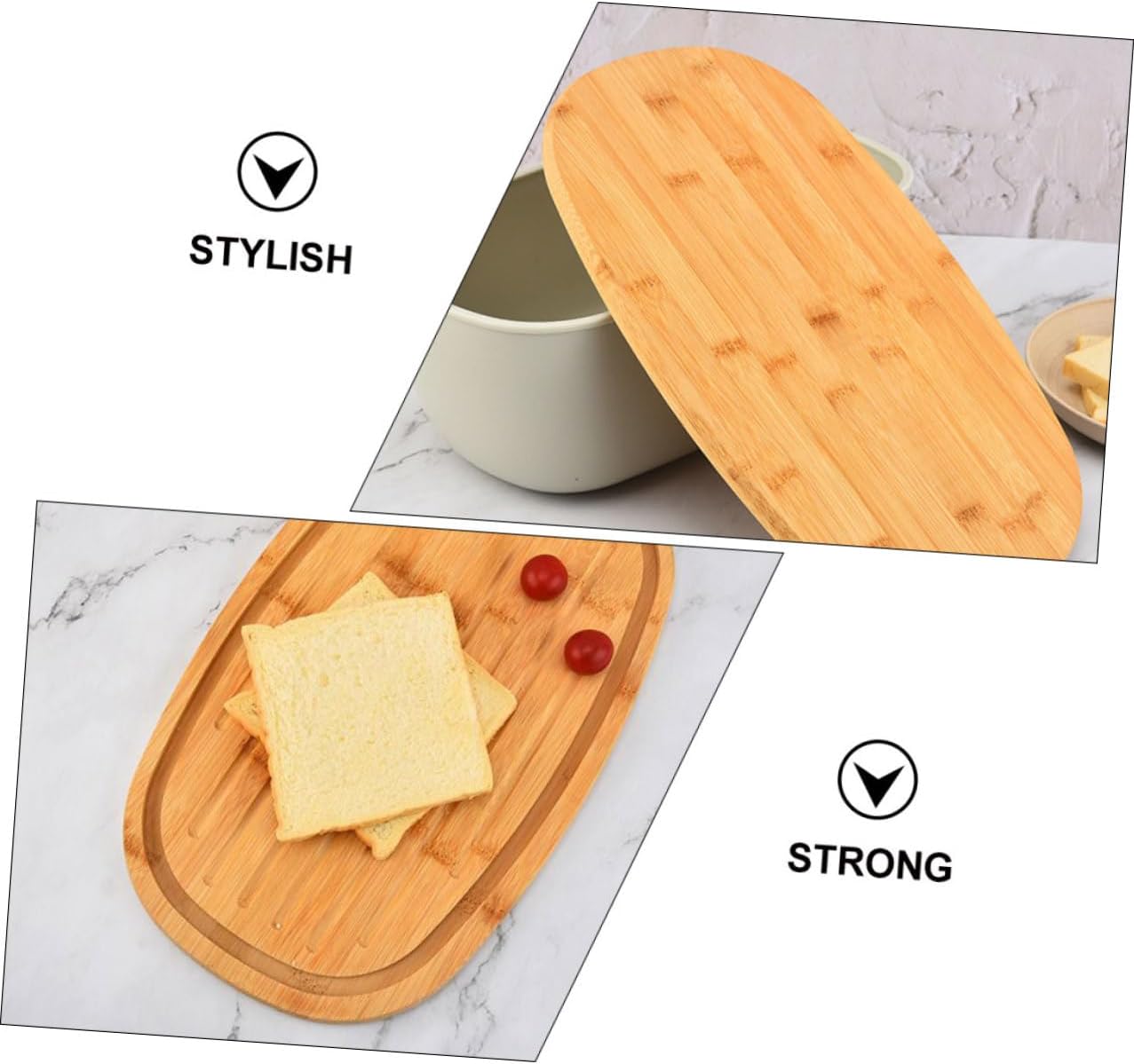 Bread Box and Toast Container with Oak Wood Lid Oval Bread Storage Organizer for Kitchen Countertop for Freshness and Convenient Use