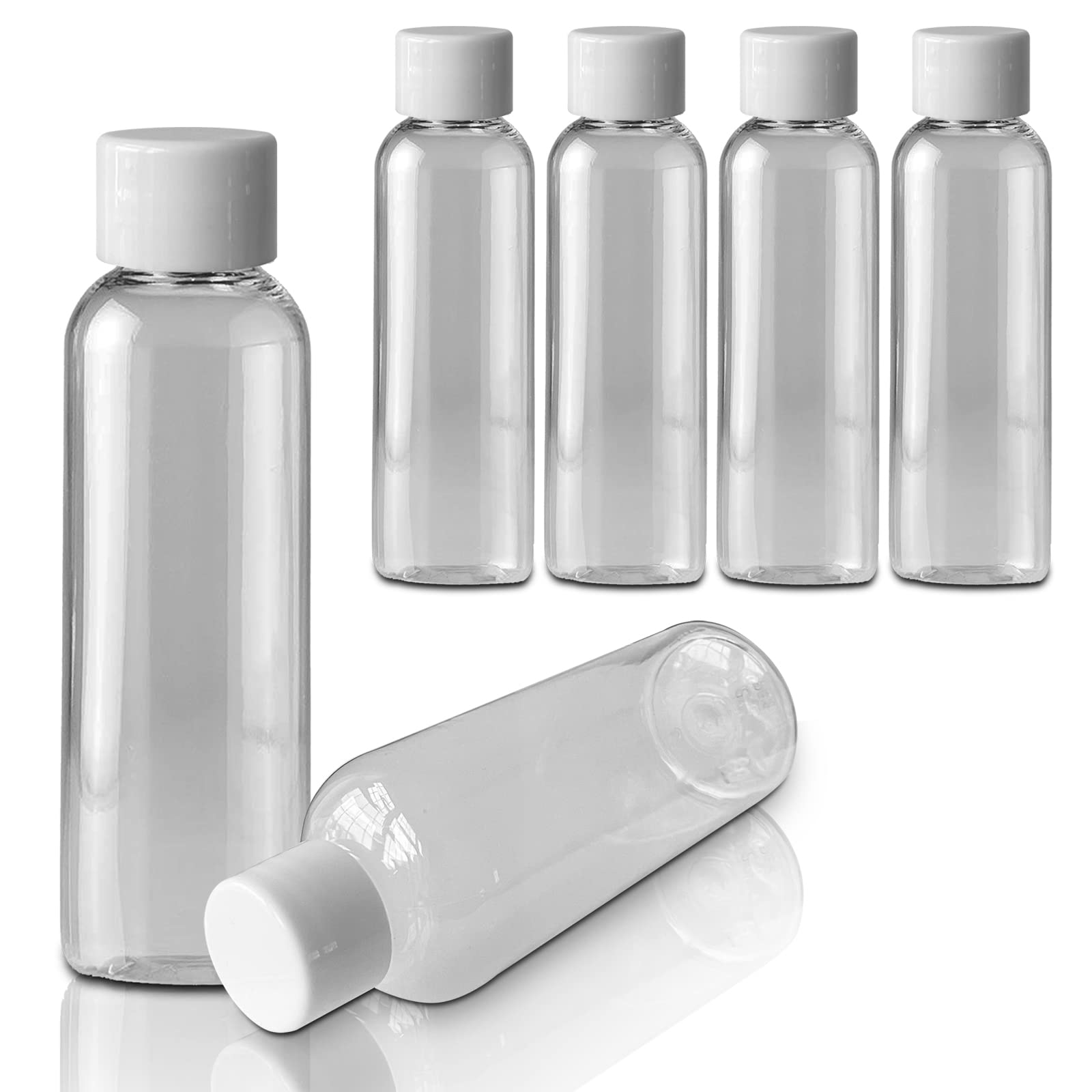 6 Pack – RE-GEN 100ml Clear Plastic Reusable Travel Container Bottles with Screw Cap Lid