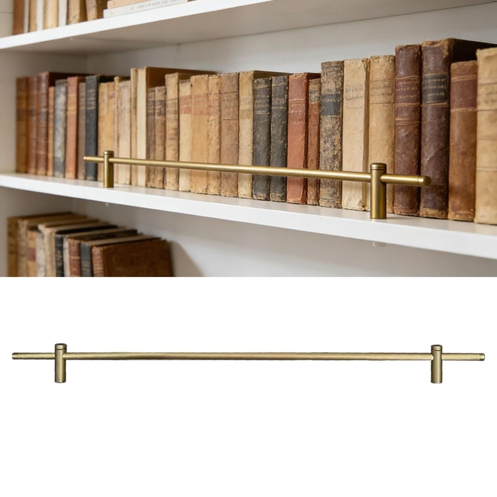 MESCXTY Metal Guardrail/Shelf Rail for Wood Shelves, 8-38 Inch Long, Aluminum Alloy Round Tube Barrier Decorative Rod Anti-Fall Guard Fence Bookshelf, Shoe Racks, Kitchen Cabinets(23in/58cm)