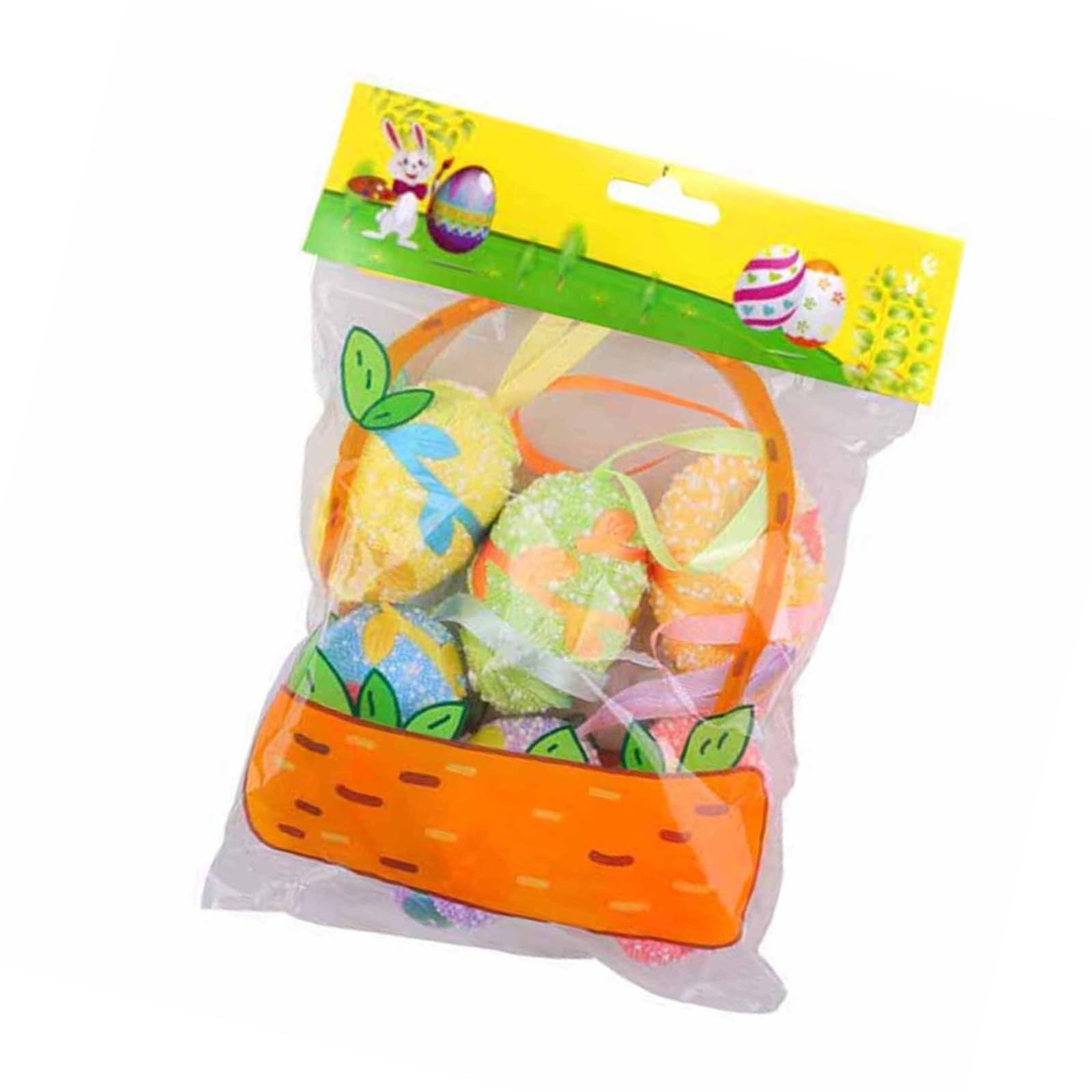 carotoe Colorful Eggs Hanging Decoration Set of 6 Small Foam Eggs 60x40mm for Holiday Party Decorations and Basket Fillers Foam Decorations