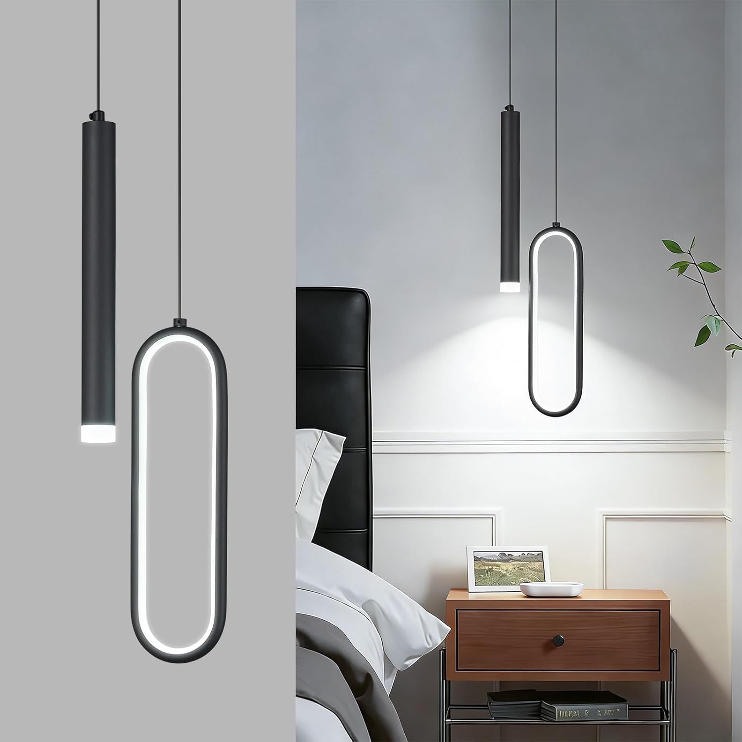 Modern Gold LED Pendant Lights Fixture Dimmable Oval Pendant Light 12W Cool White Mini Hanging Light Oval Pendant Lighting for Kitchen Island Bedroom Living Room Bathroom