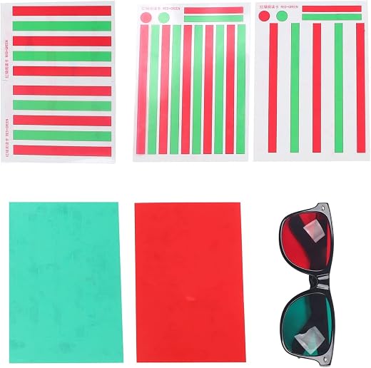 Red Green Vision Correction Cards,ANGGREK Myopia Strabismus Amblyopia Stereo Eye Training Reading Aids Red Green Training ...