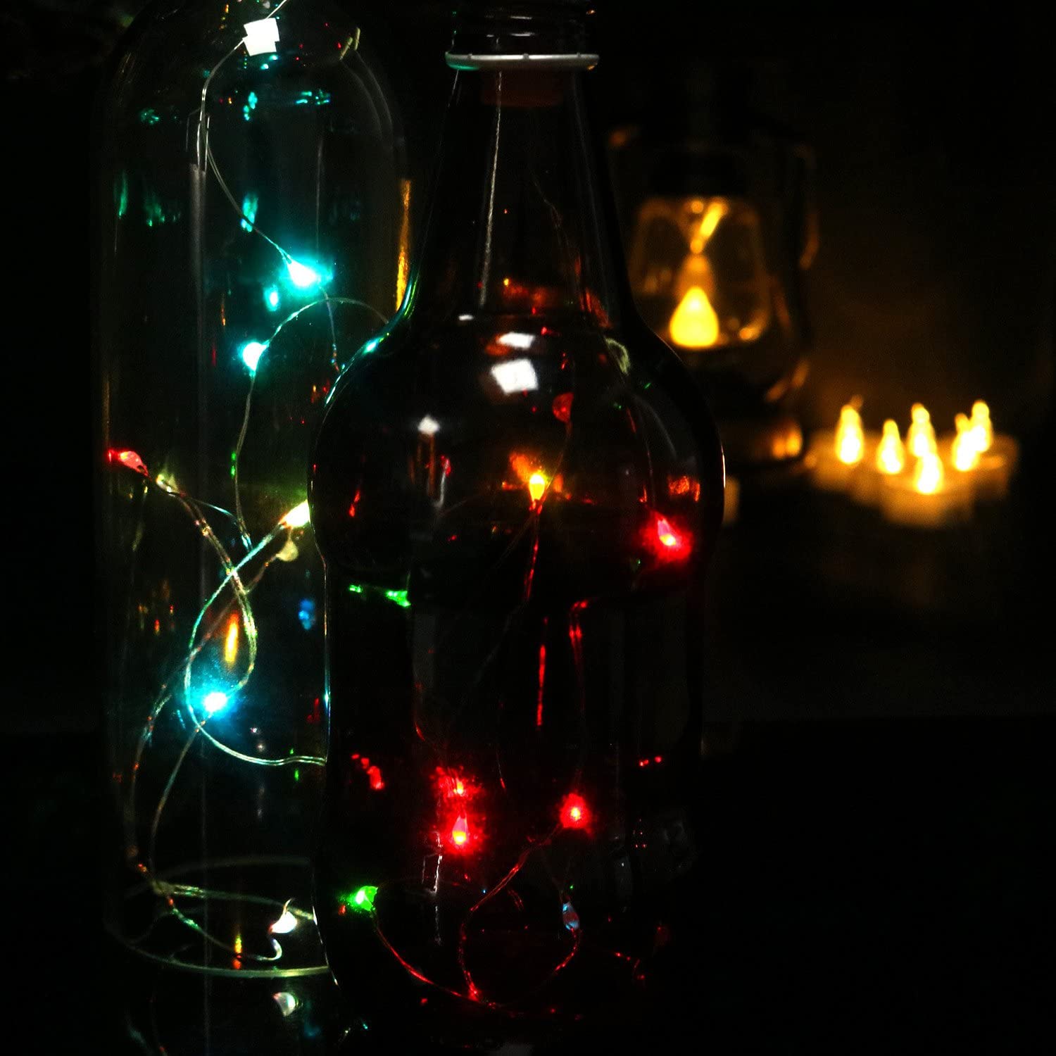 6pcs luci a Stringa a LED con Sughero AAA alimentate a Batteria, Colori Lampeggianti luci per Bottiglie di Ricambio Decorare Camera da Letto Bar Party (1 m/10 luci)