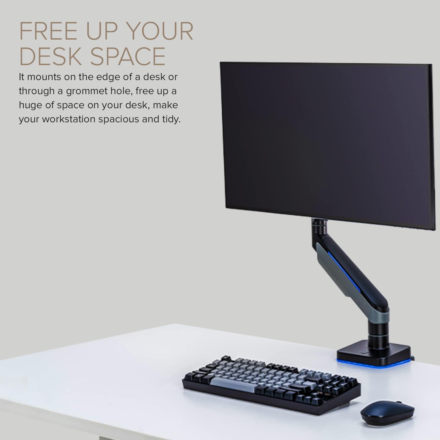 POUT E19 Heavy-Duty Ultrawide Monitor Arm – Adjustable Steel Desk Mount for 17’’-49’’ Displays, Supports 5-44lbs, Full Motion Tilt & Swivel (White/Black, Single)