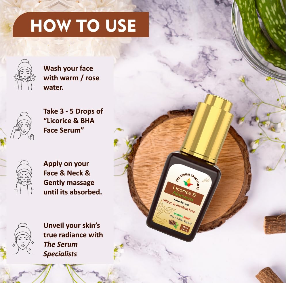 Image of Licorice & Aloe-Vera Face Serum - Brightens & Evens Skin Tone | Enriched Licorice Extract | Reduces Open Pores, Hyperpigmentation & Gives Luminous Glow | All Skin Types - 30ml