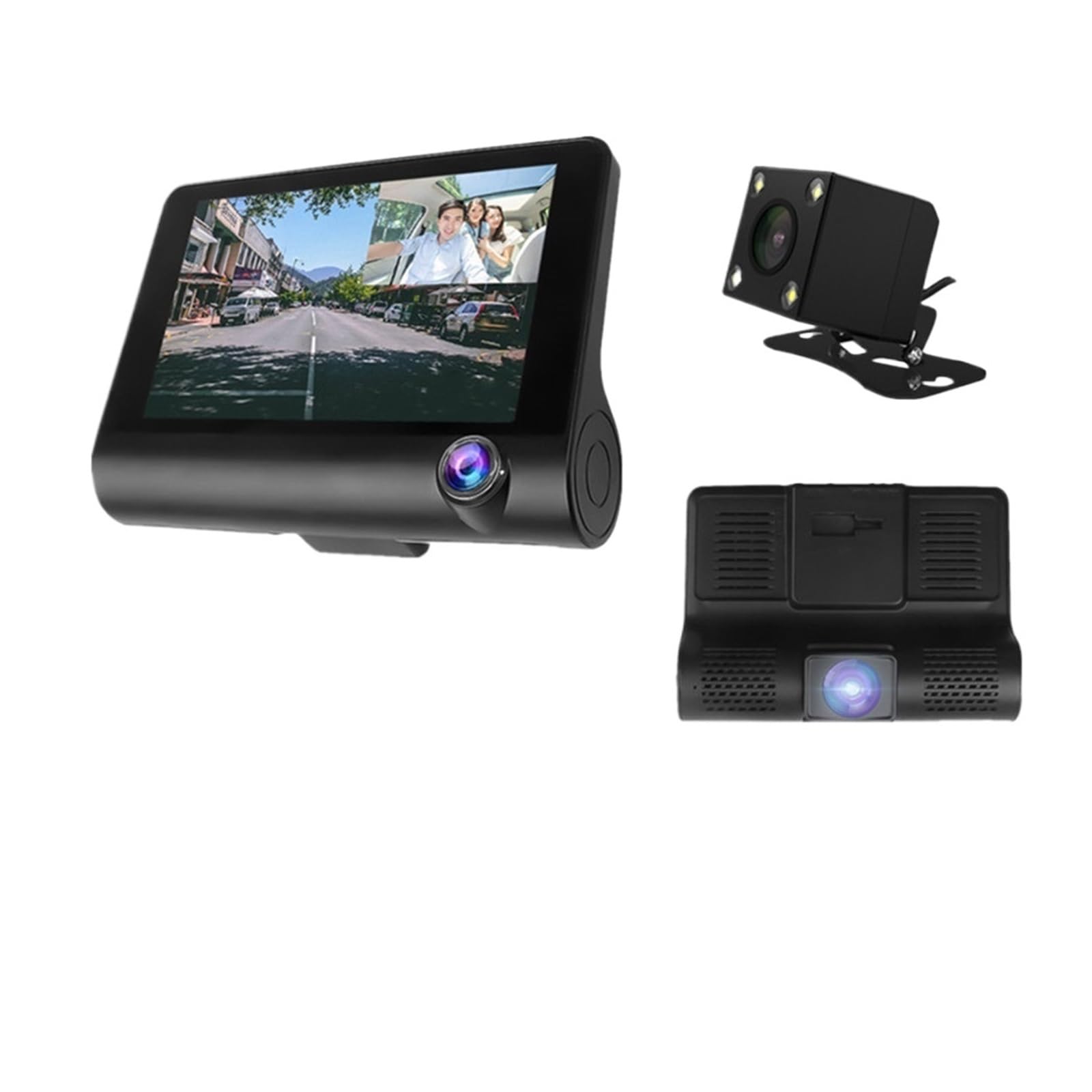 Cámaras de 3 canales DVR for coche 4,0 ''HD 1080P grabadora de conducción de doble lente con cámara de visión trasera grabadora de vídeo gran angular 170 sensor G(With 32G TF)